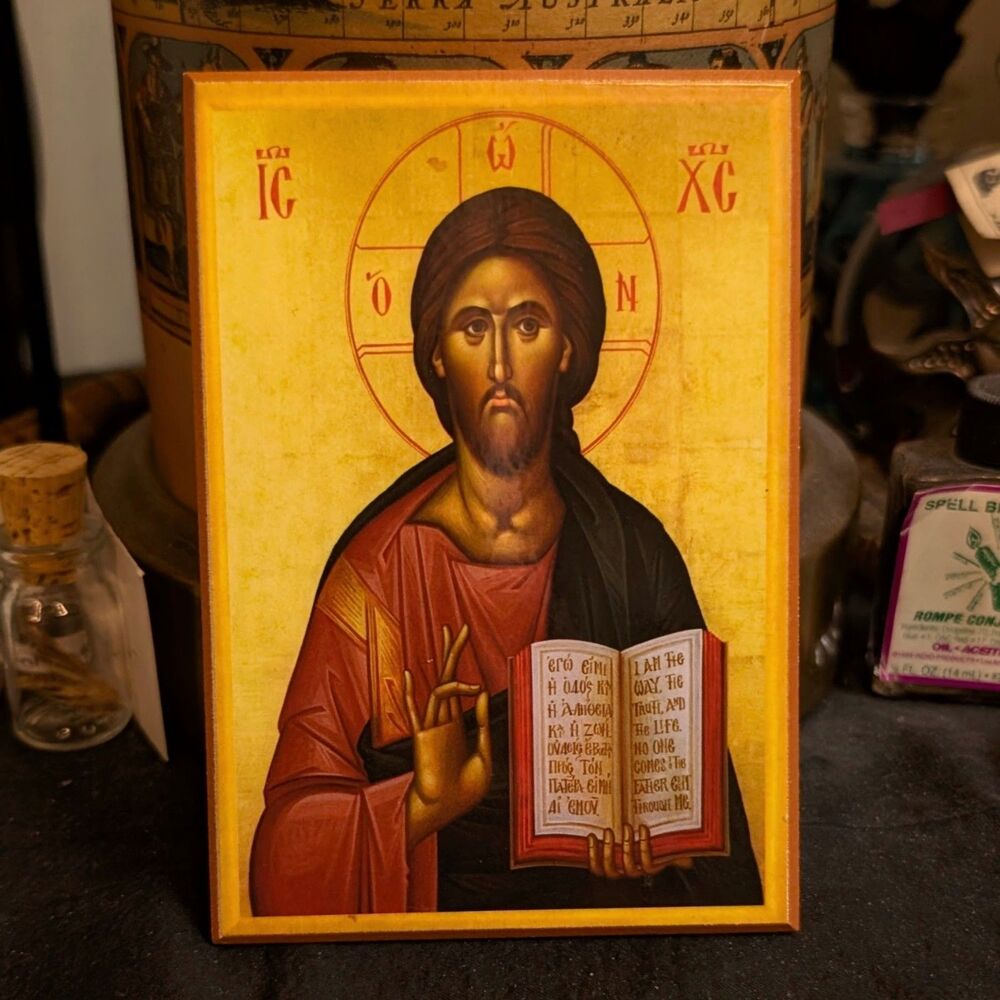 Jesus Christ Wooden Greek Orthodox Christian Small Wall Hanging Icon